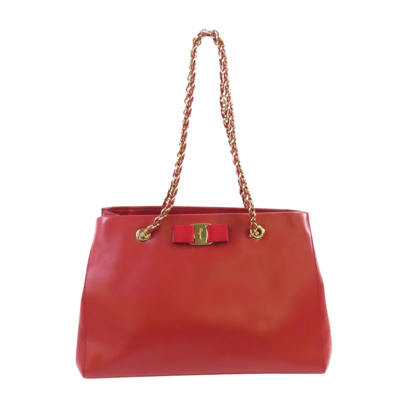 Salvatore Ferragamo 牛皮皮革Shoulder Bag金扣鏈帶肩背袋-0