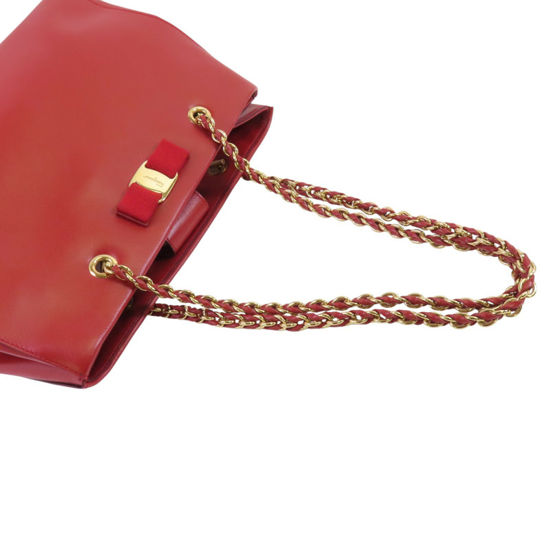 Salvatore Ferragamo 牛皮皮革Shoulder Bag金扣鏈帶肩背袋-8