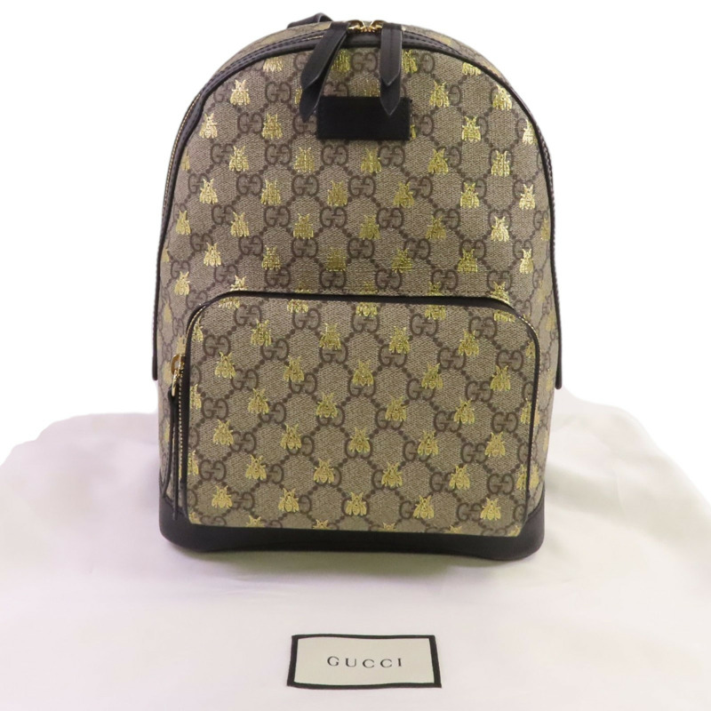GUCCI 塗層帆布GG Supreme Backpack金扣背包-9