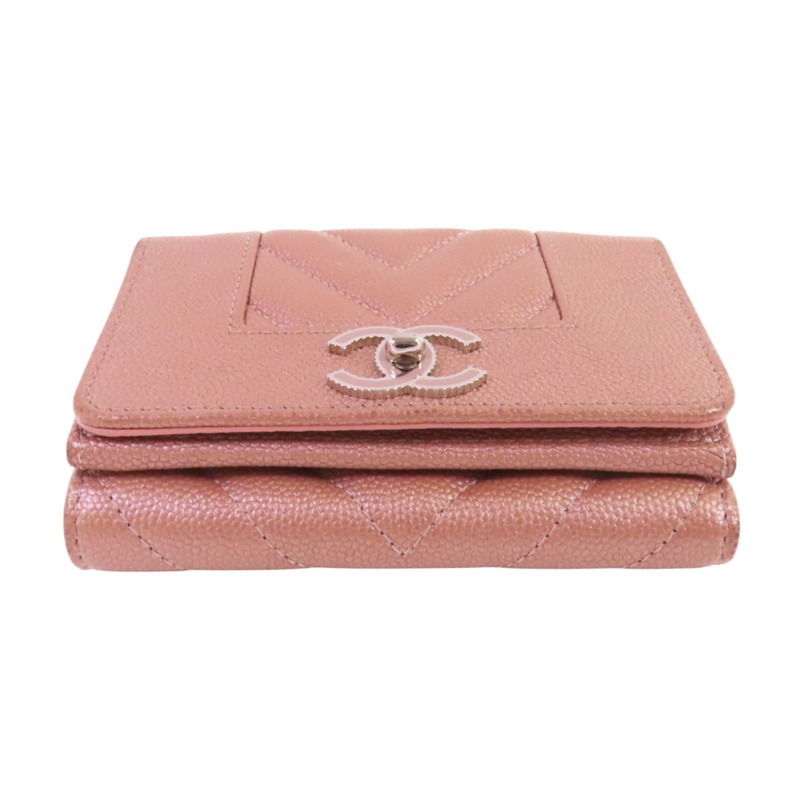 CHANEL 牛皮皮革Mini Wallet銀扣短錢包-4