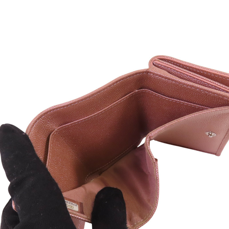 CHANEL 牛皮皮革Mini Wallet銀扣短錢包-6