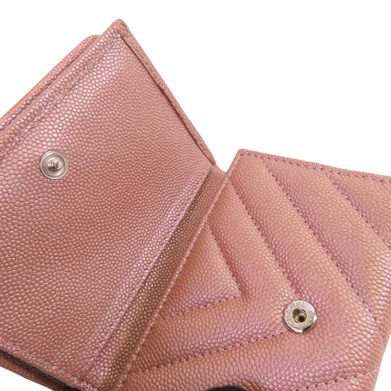 CHANEL 牛皮皮革Mini Wallet銀扣短錢包-15