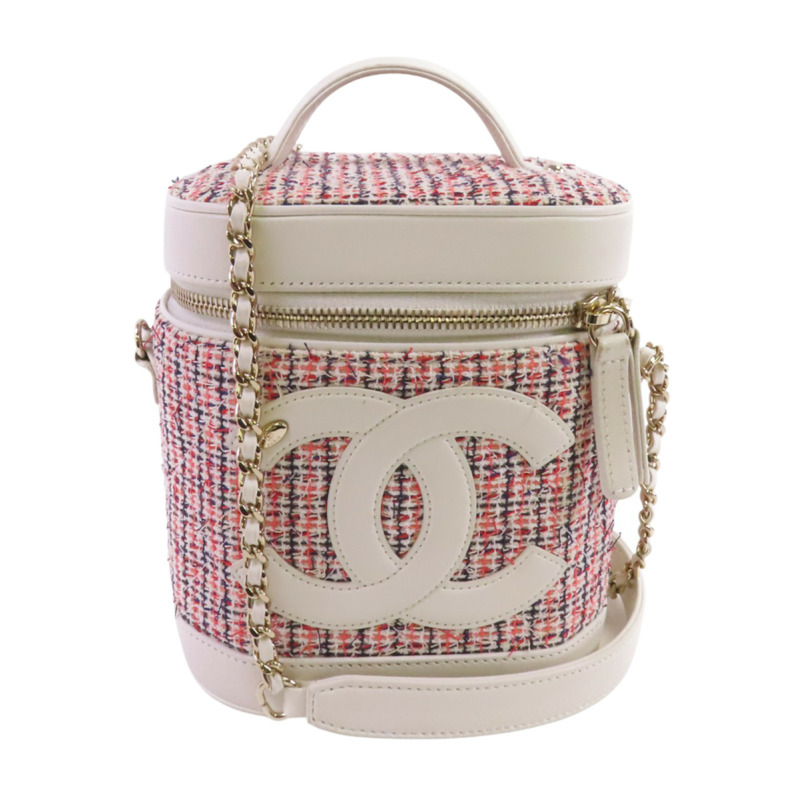 CHANEL 斜紋軟呢Chain Shoulder Bag金扣手挽肩背兩用袋-0