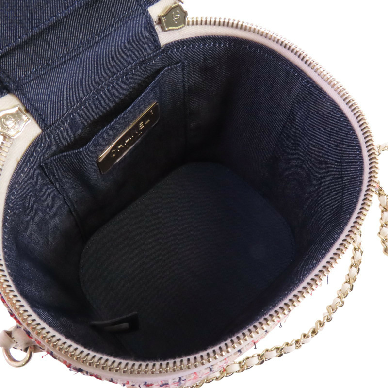 CHANEL 斜紋軟呢Chain Shoulder Bag金扣手挽肩背兩用袋-4