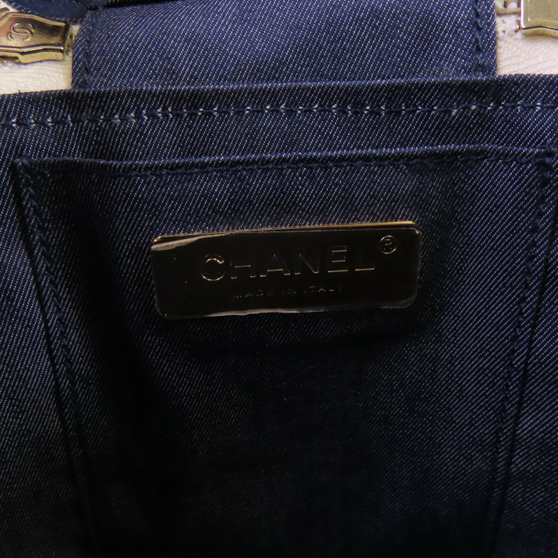 CHANEL 斜紋軟呢Chain Shoulder Bag金扣手挽肩背兩用袋-5