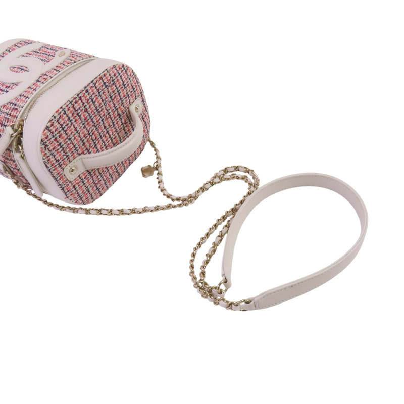 CHANEL 斜紋軟呢Chain Shoulder Bag金扣手挽肩背兩用袋-7