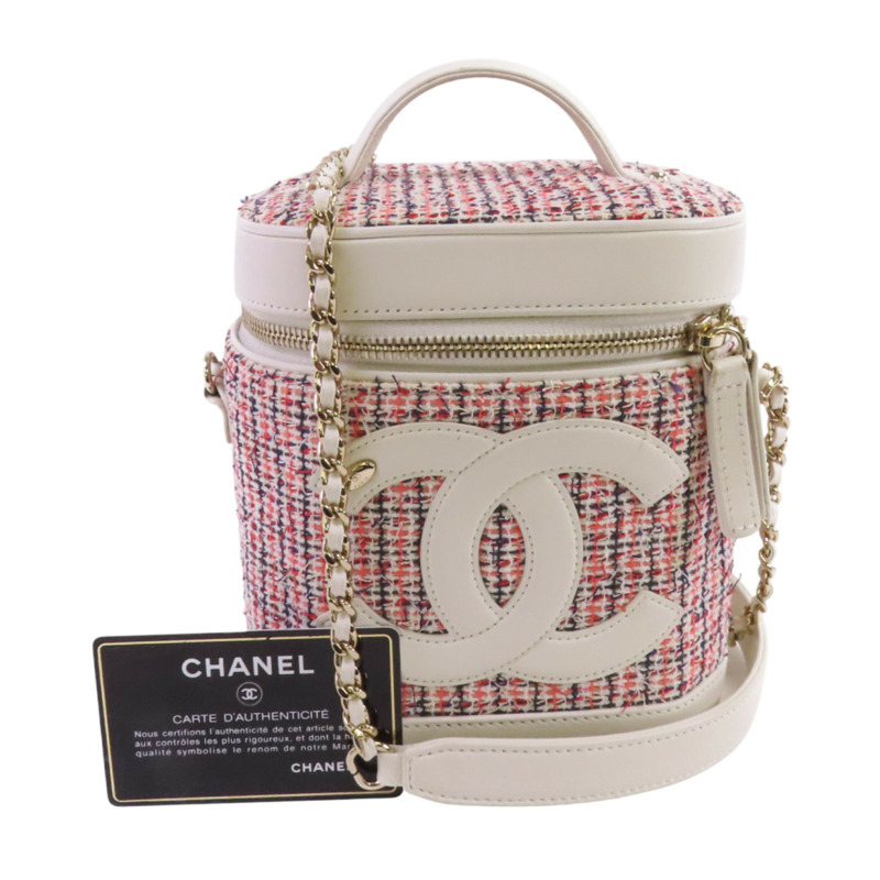 CHANEL 斜紋軟呢Chain Shoulder Bag金扣手挽肩背兩用袋-9