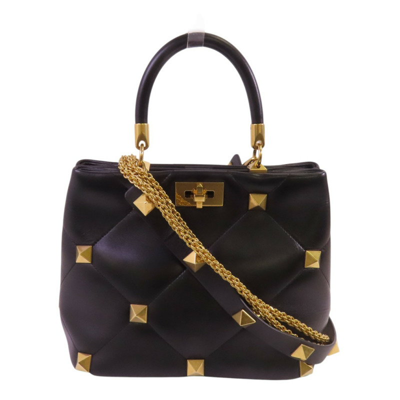 Valentino 牛皮皮革Rockstud金扣手挽肩背兩用袋-0