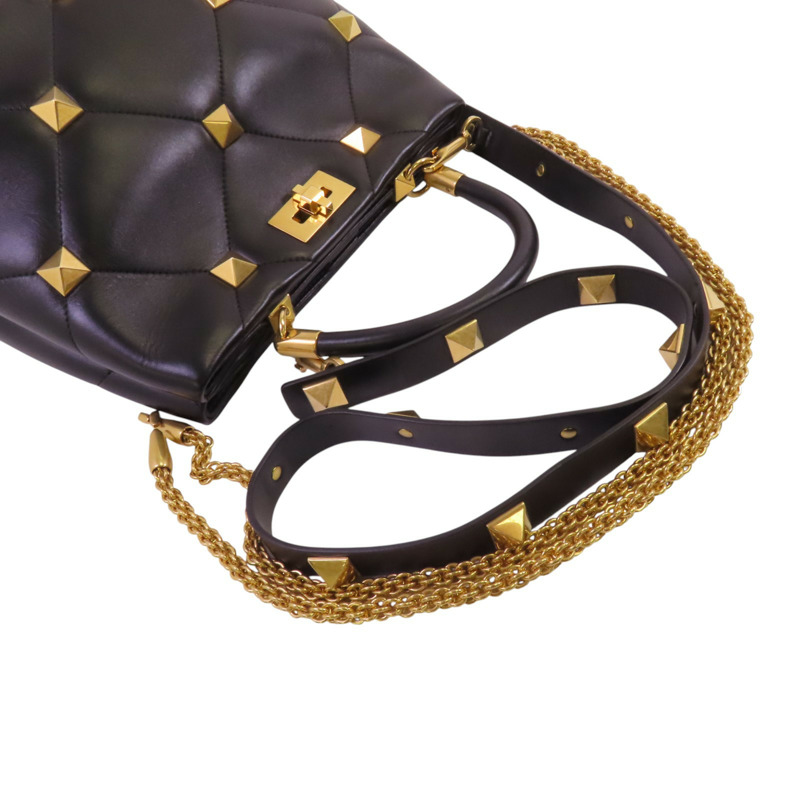 Valentino 牛皮皮革Rockstud金扣手挽肩背兩用袋-7