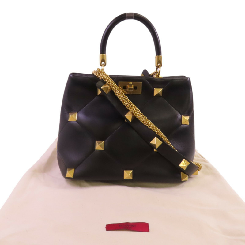 Valentino 牛皮皮革Rockstud金扣手挽肩背兩用袋-9