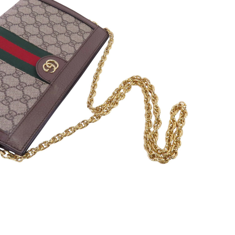 GUCCI 塗層帆布Ophidia GG金扣鏈帶肩背袋-7