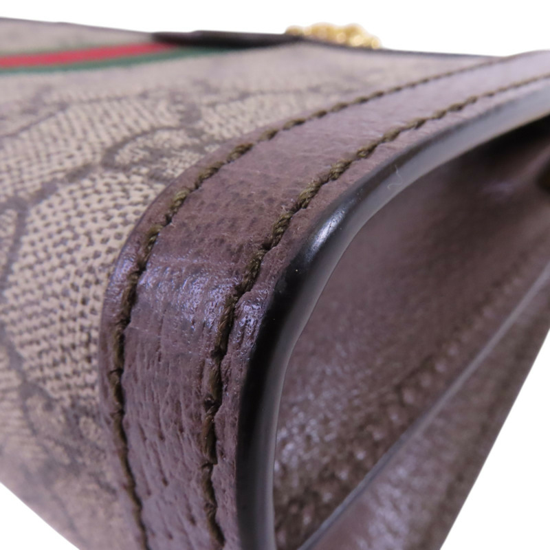 GUCCI 塗層帆布Ophidia GG金扣鏈帶肩背袋-13
