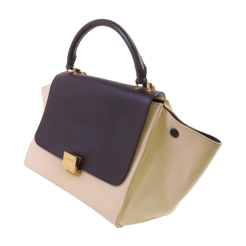 CELINE 帆布/牛皮皮革Trapeze金扣手挽肩背兩用袋-2