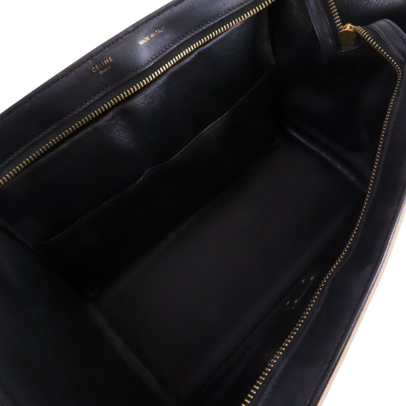 CELINE 帆布/牛皮皮革Trapeze金扣手挽肩背兩用袋-4