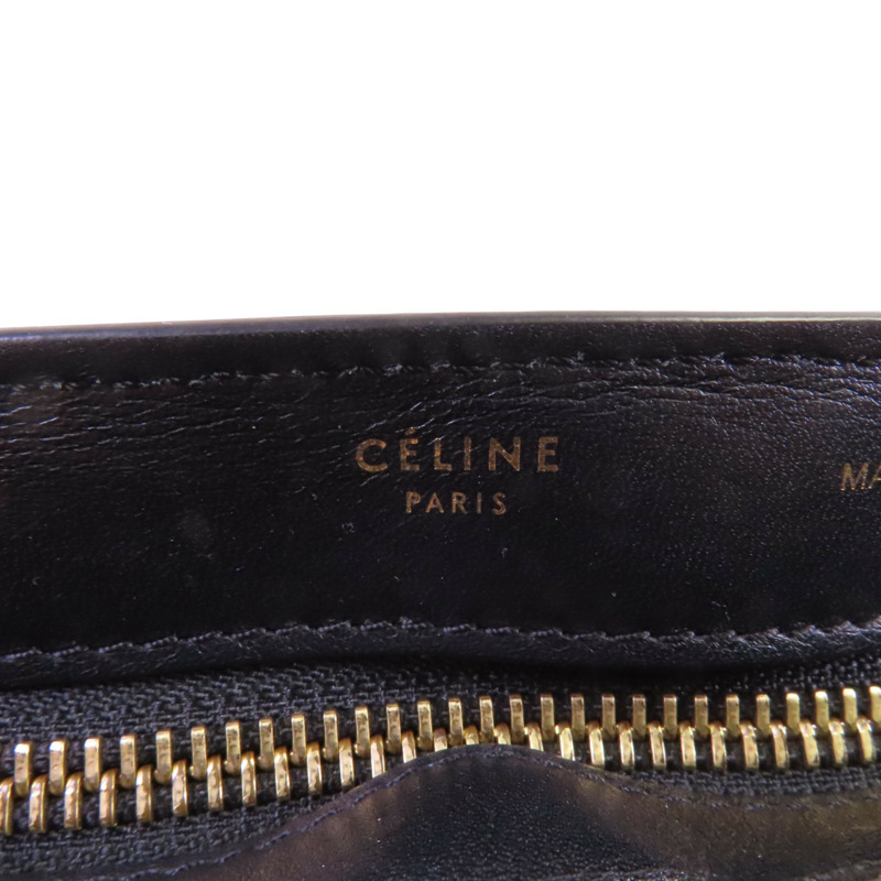 CELINE 帆布/牛皮皮革Trapeze金扣手挽肩背兩用袋-6
