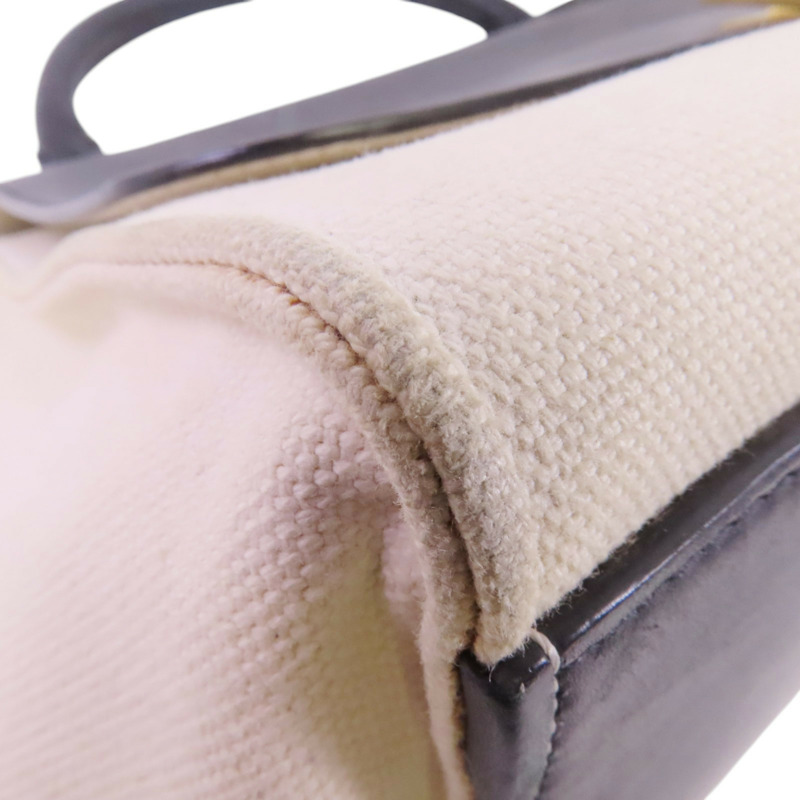 CELINE 帆布/牛皮皮革Trapeze金扣手挽肩背兩用袋-10