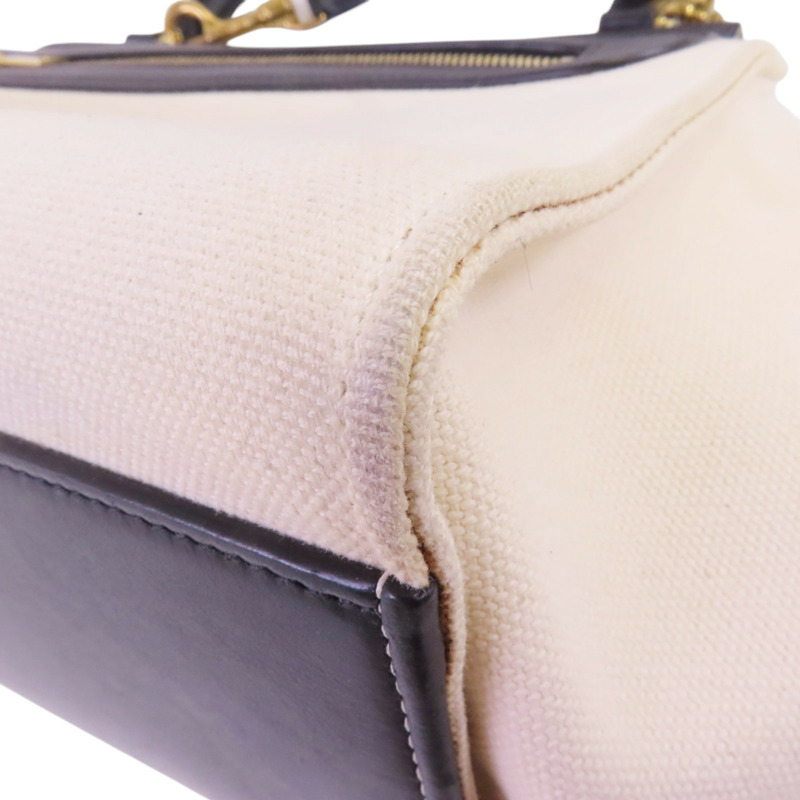 CELINE 帆布/牛皮皮革Trapeze金扣手挽肩背兩用袋-13