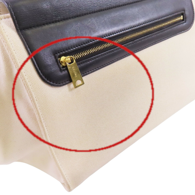 CELINE 帆布/牛皮皮革Trapeze金扣手挽肩背兩用袋-20