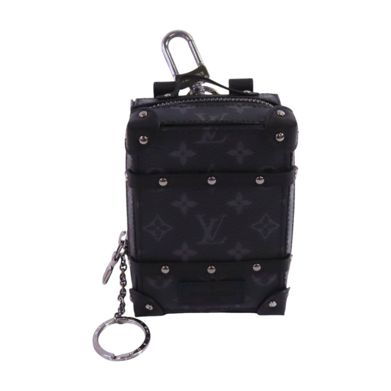 LOUIS VUITTON Monogram Eclipse Trunk Keychain銀扣吊飾鑰匙扣-0