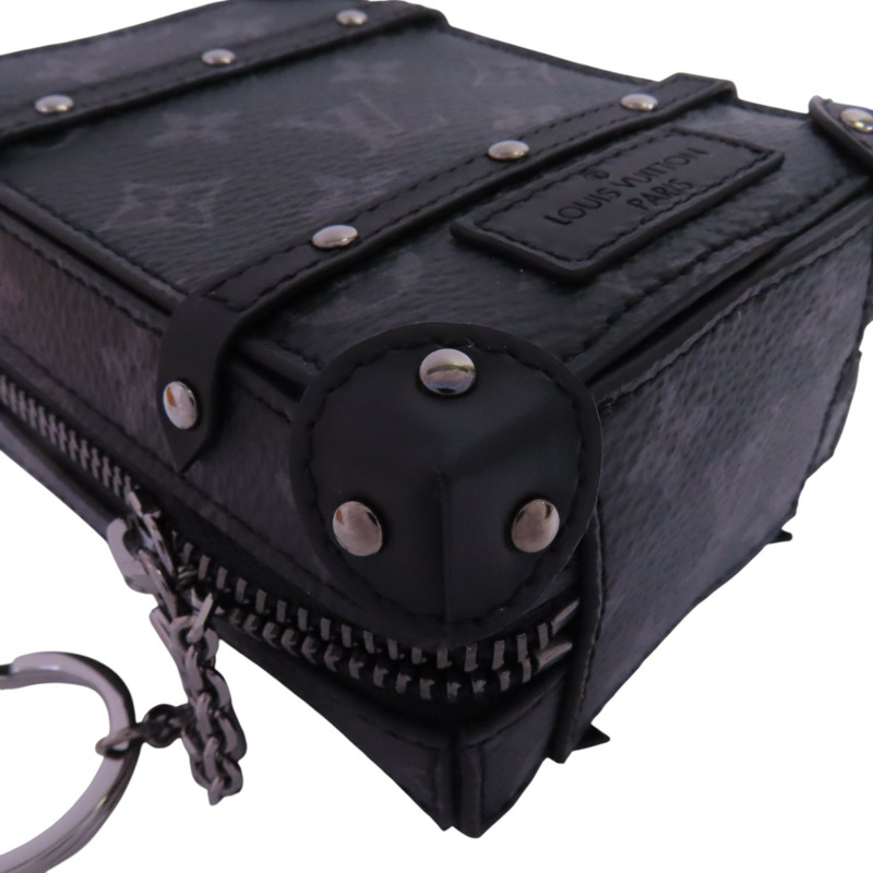 LOUIS VUITTON Monogram Eclipse Trunk Keychain銀扣吊飾鑰匙扣-10
