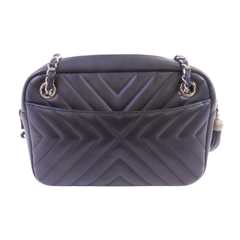 CHANEL 牛皮皮革Chevron Camera Bag銀扣鏈帶肩背袋-1