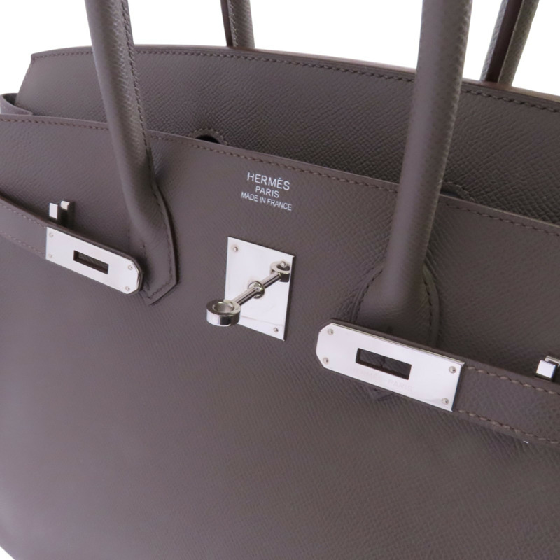 HERMES Epsom皮革Birkin 35銀扣手挽袋-8