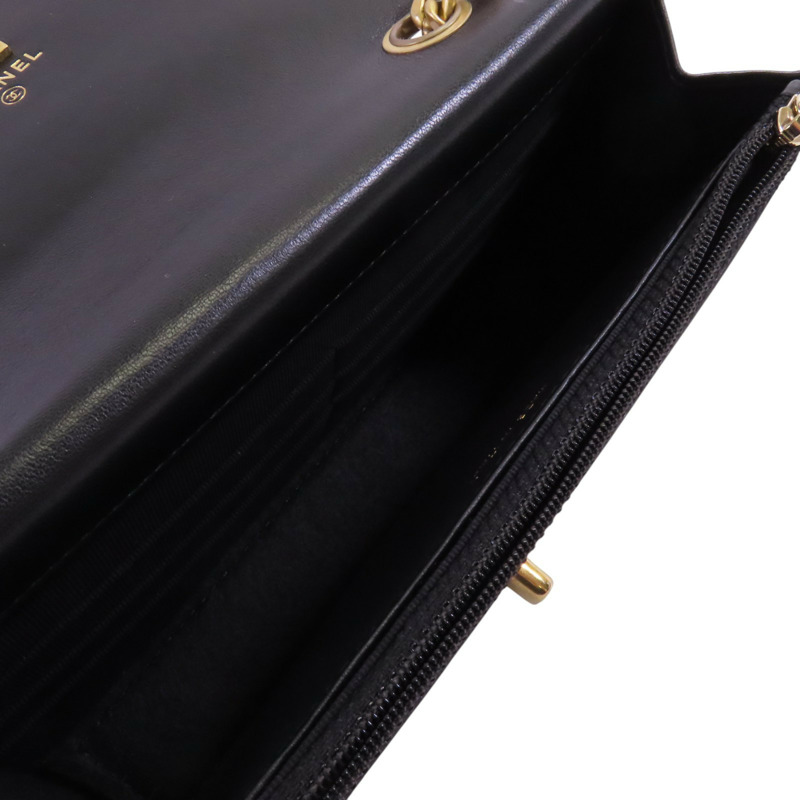 CHANEL 羊皮皮革WOC Gold Ball Adjustable金扣鏈帶錢包肩背袋-4