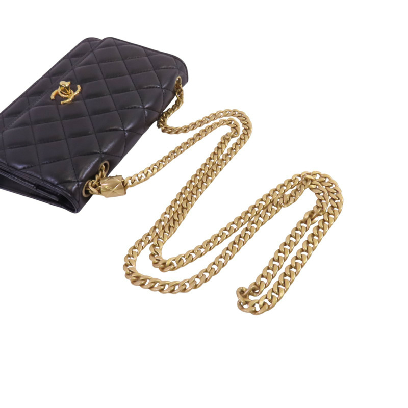 CHANEL 羊皮皮革WOC Gold Ball Adjustable金扣鏈帶錢包肩背袋-7