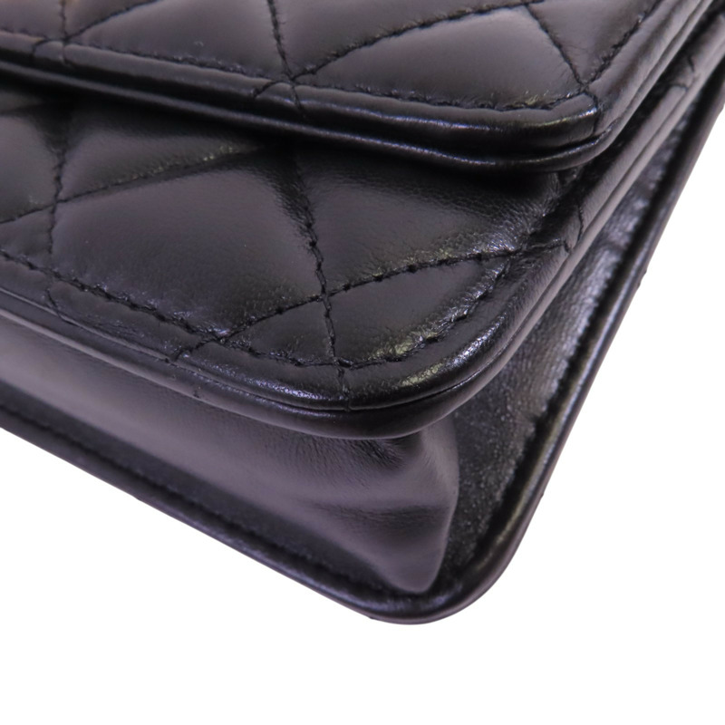 CHANEL 羊皮皮革WOC Gold Ball Adjustable金扣鏈帶錢包肩背袋-11