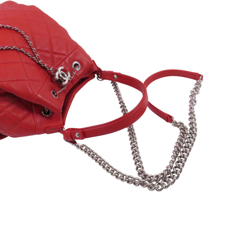 CHANEL 羊皮皮革2Way Bucket Bag銀扣鏈帶手挽肩背兩用袋-7