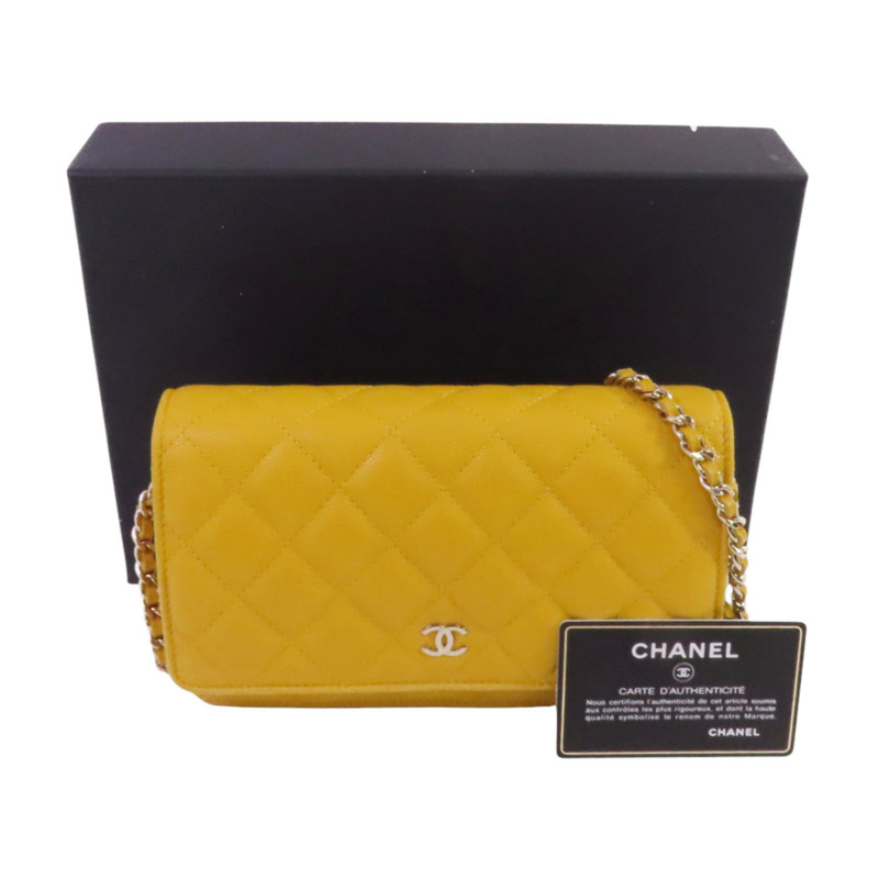 CHANEL 牛皮皮革Chanel WOC Wallet On Chain金扣鏈帶肩背袋-9