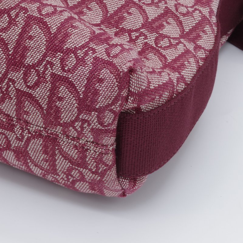 Dior 迪奧 Oblique 老花字紋 酒紅色 緹花布 郵差包 信差包 斜背包 拉鍊包-8