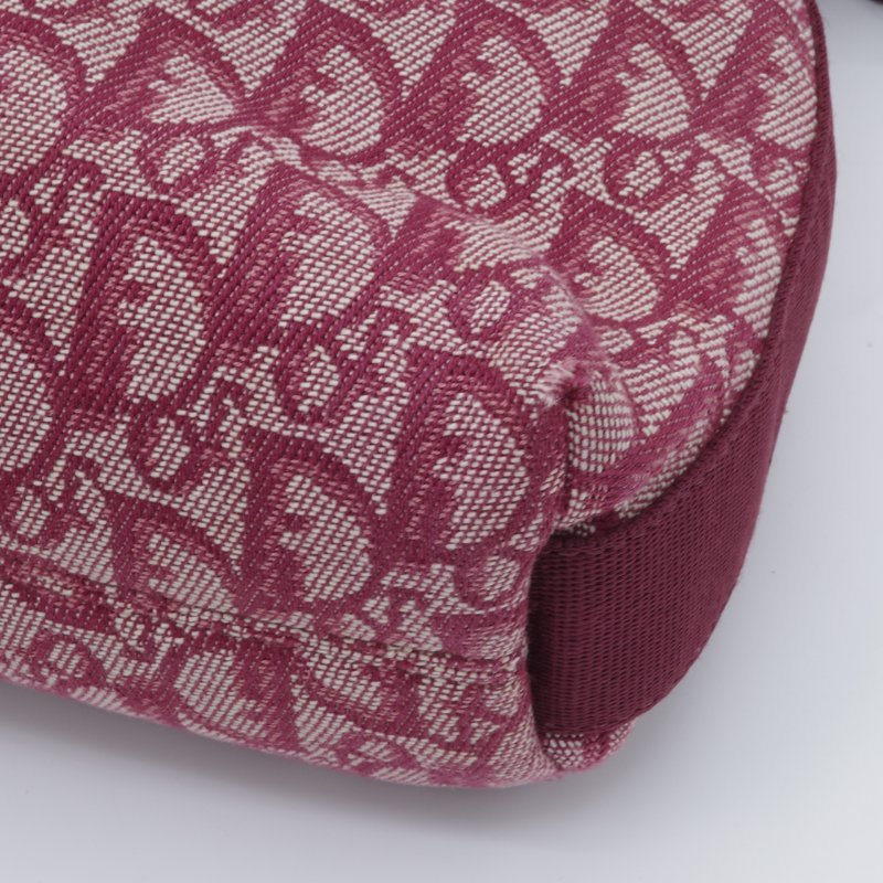 Dior 迪奧 Oblique 老花字紋 酒紅色 緹花布 郵差包 信差包 斜背包 拉鍊包-9