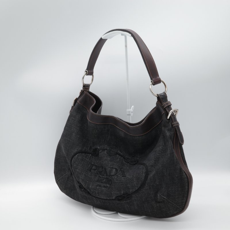 Prada 普拉達 牛仔藍 丹寧 腋下包 Hobo 包-1