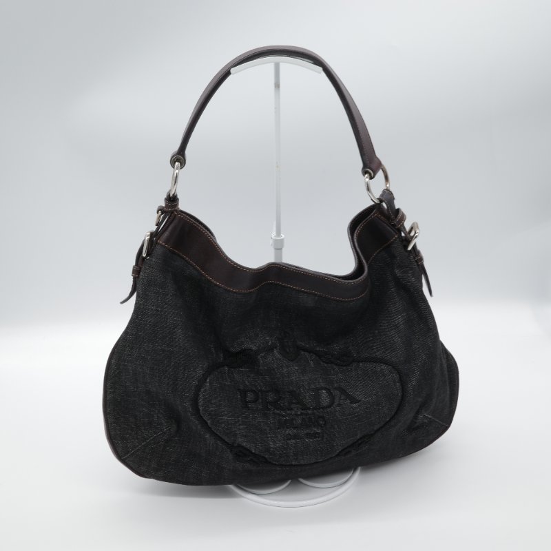 Prada 普拉達 牛仔藍 丹寧 腋下包 Hobo 包-3