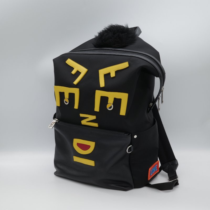 Fendi 芬迪 Vocabulary Monster 黑色 尼龍 皮革 後背包-1
