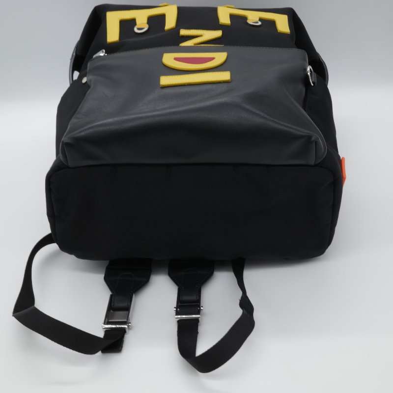 Fendi 芬迪 Vocabulary Monster 黑色 尼龍 皮革 後背包-2