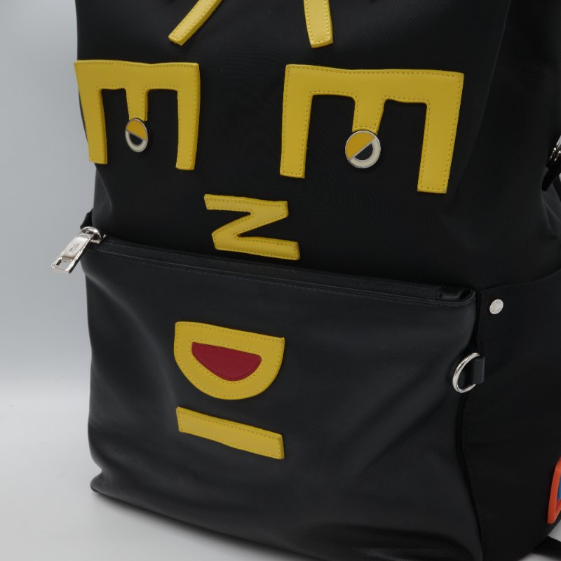 Fendi 芬迪 Vocabulary Monster 黑色 尼龍 皮革 後背包-6