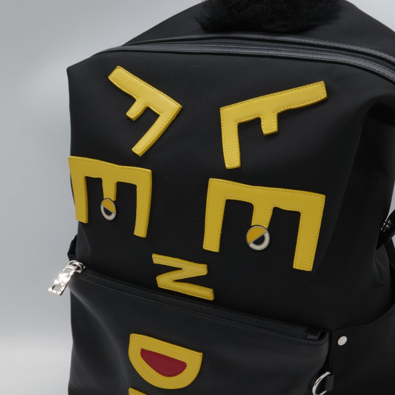 Fendi 芬迪 Vocabulary Monster 黑色 尼龍 皮革 後背包-5