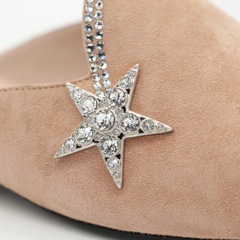 Chanel 香奈兒 Mules 淺粉色 絨面 黑鞋頭 平底鞋-11