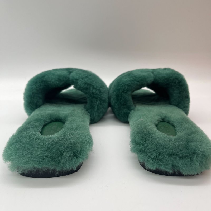 Hermès 愛馬仕 Oran 拖鞋 英國綠 羊羔毛 涼鞋 拖鞋-2