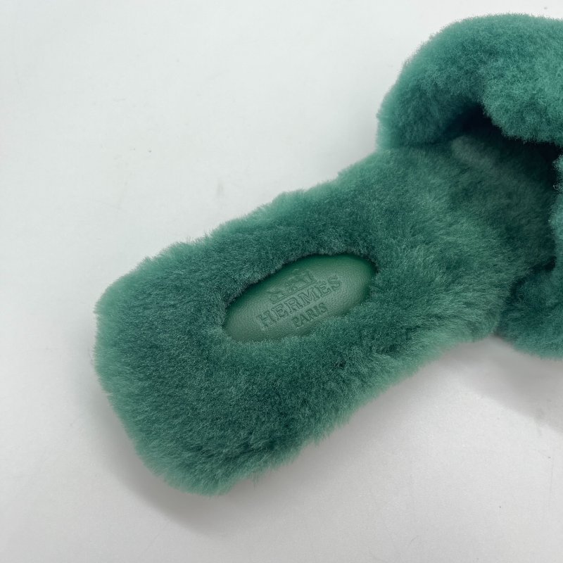 Hermès 愛馬仕 Oran 拖鞋 英國綠 羊羔毛 涼鞋 拖鞋-11