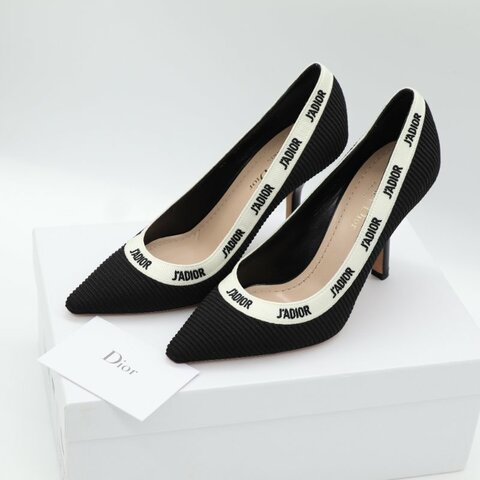 Dior 迪奧 J'Adior 黑色 羅紋刺繡緞帶  高跟鞋