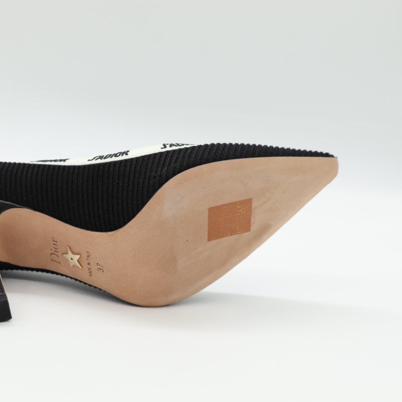 Dior 迪奧 J'Adior 黑色 羅紋刺繡緞帶  高跟鞋-6