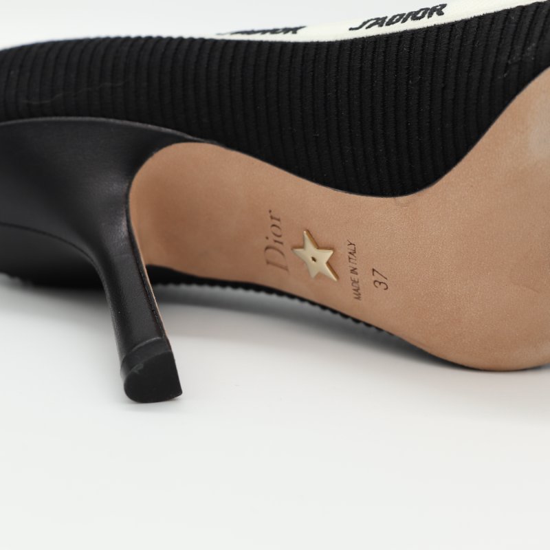 Dior 迪奧 J'Adior 黑色 羅紋刺繡緞帶  高跟鞋-7
