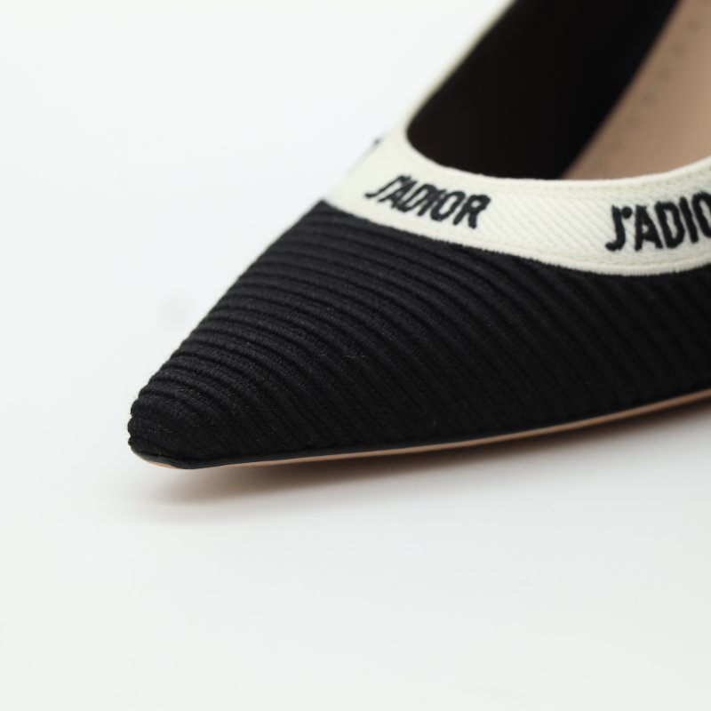 Dior 迪奧 J'Adior 黑色 羅紋刺繡緞帶  高跟鞋-9