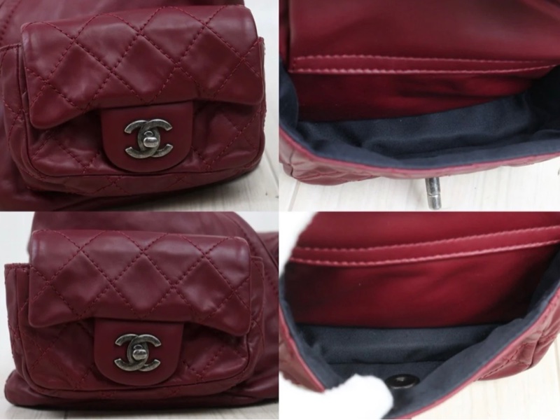 「JL精品代購」9新 Chanel 香奈兒 酒紅色 青蛙雙肩包-6