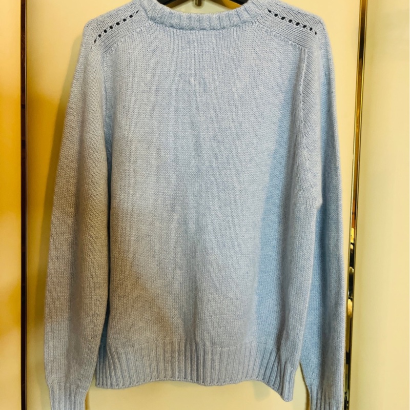 全新 CELINE/瑟琳 無縫山羊絨箱型圓領套頭寬松毛衣 海鹽藍色 上身超溫柔 春季新款-1