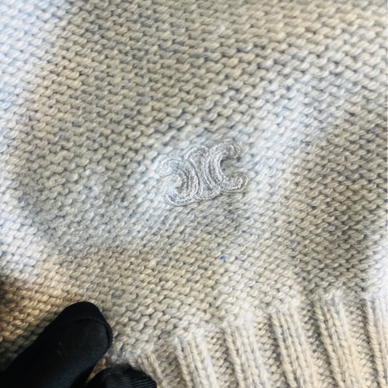 全新 CELINE/瑟琳 無縫山羊絨箱型圓領套頭寬松毛衣 海鹽藍色 上身超溫柔 春季新款-3