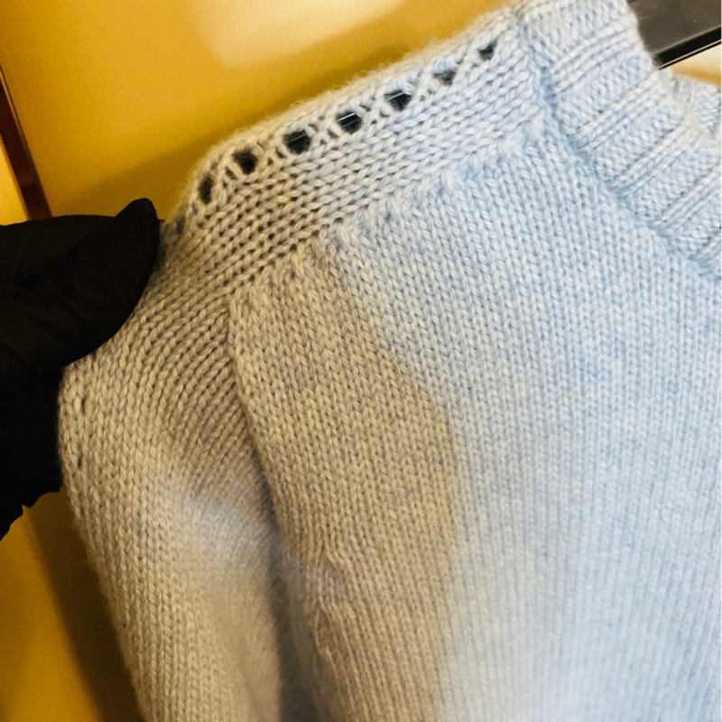 全新 CELINE/瑟琳 無縫山羊絨箱型圓領套頭寬松毛衣 海鹽藍色 上身超溫柔 春季新款-4